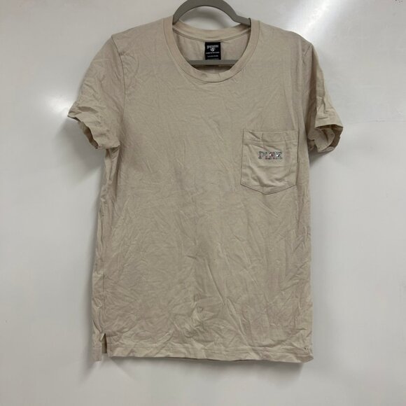 0357 💫 Victoria’s Secret PINK Y2K Sequin Logo Pocket Tee Y2K college grunge 💫 - Picture 1 of 11